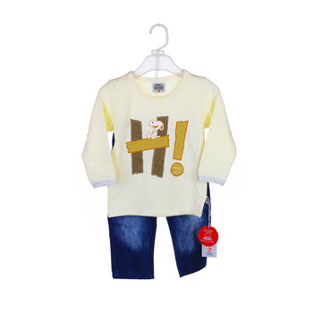 2-Piece Snoopy "Hi!" Shirt & Jeans Set for Boys