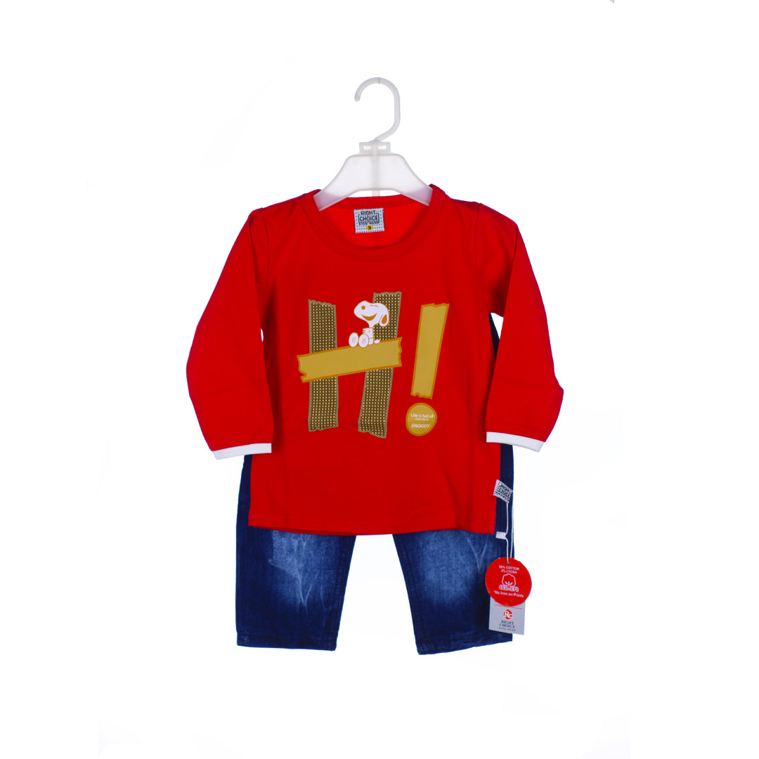 2-Piece Snoopy "Hi!" Shirt & Jeans Set for Boys
