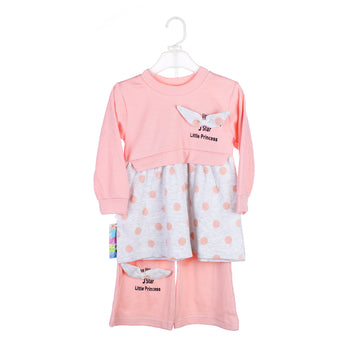 Baby Girl Frock & Trouser Set – Cute Bow & Polka Dot