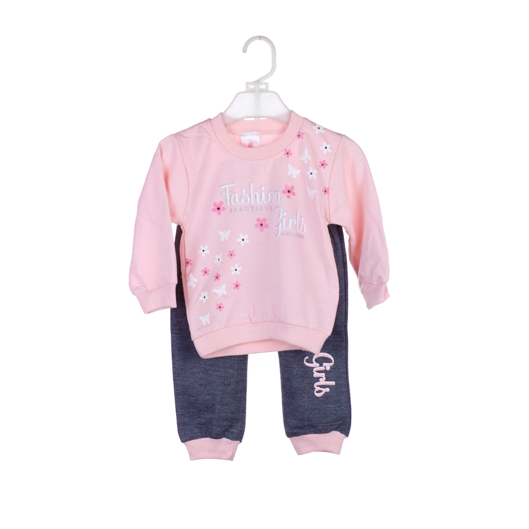 Girls' 'Fashion Girls' Floral Sweatshirt & Trouser Set
