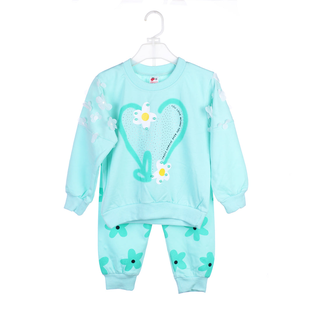 Baby Girl's Heart & Flower Sweatshirt and Trouser Set