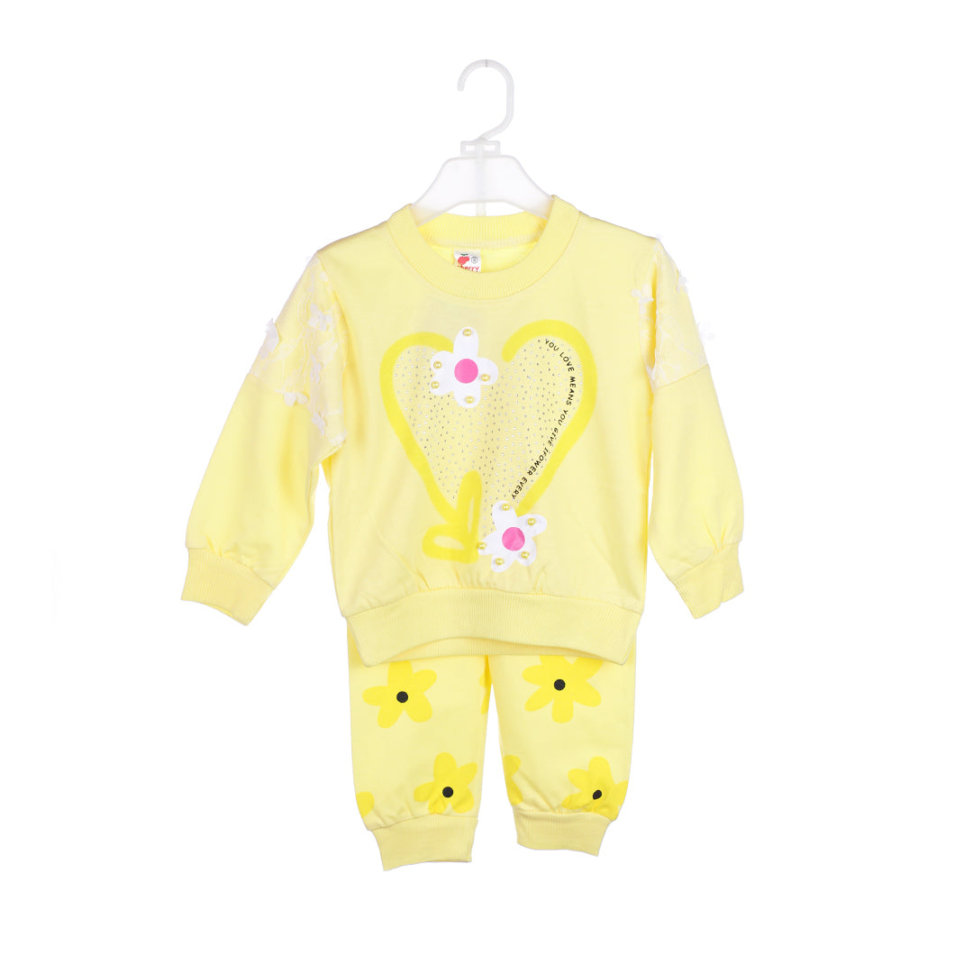 Baby Girl's Heart & Flower Sweatshirt and Trouser Set