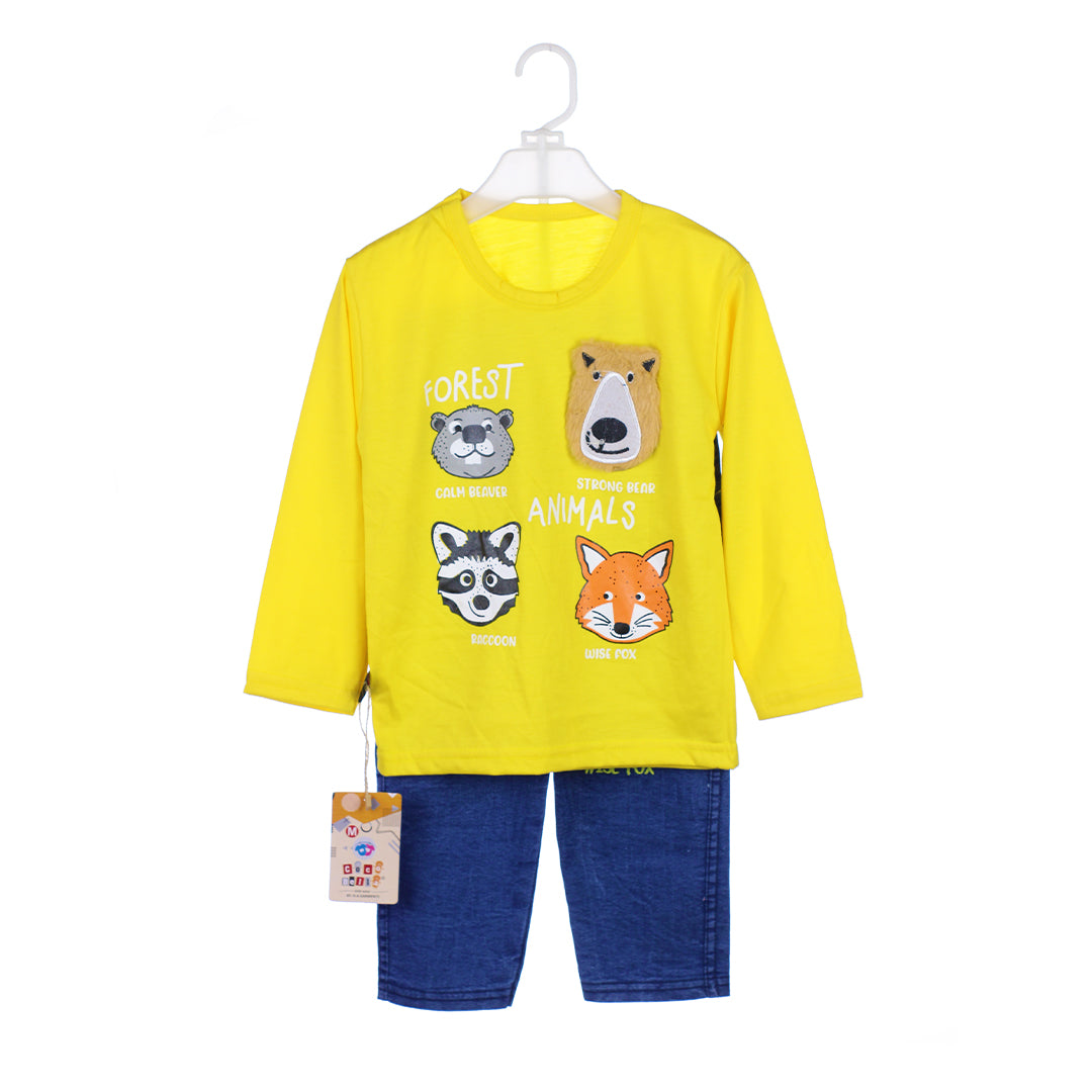 Toddler Boy's "Forest Animals" Graphic Tee and Jeans Set