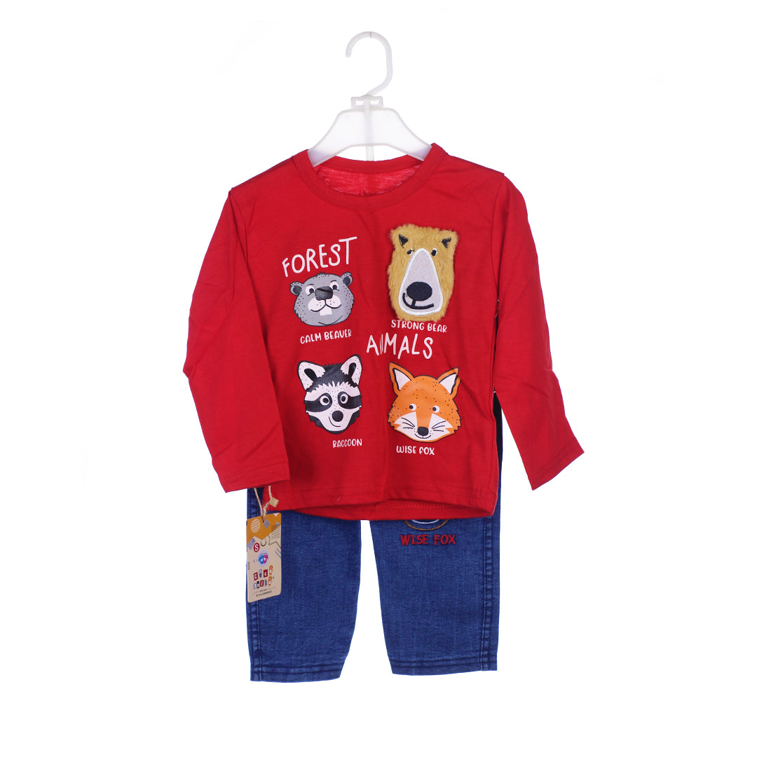 Toddler Boy's "Forest Animals" Graphic Tee and Jeans Set