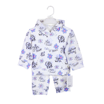 Baby Girl's "Girl Power" Floral Hooded Tracksuit