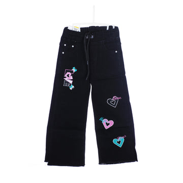 GIRLS WIDE LEG RAW HEM JEANS