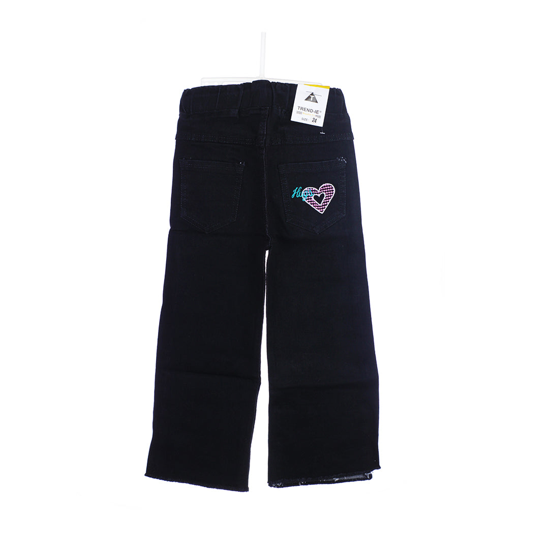 GIRLS WIDE LEG RAW HEM JEANS