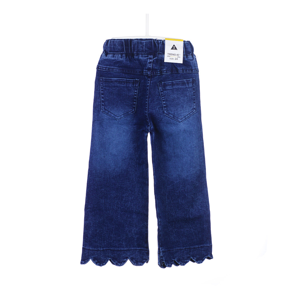 Girls Wide-Leg Jeans with Scalloped Hem