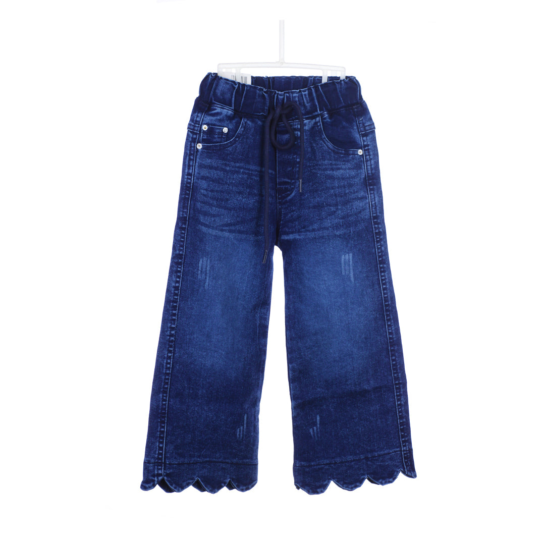 Girls Wide-Leg Jeans with Scalloped Hem