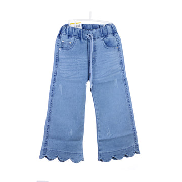 Girls Wide-Leg Jeans with Scalloped Hem