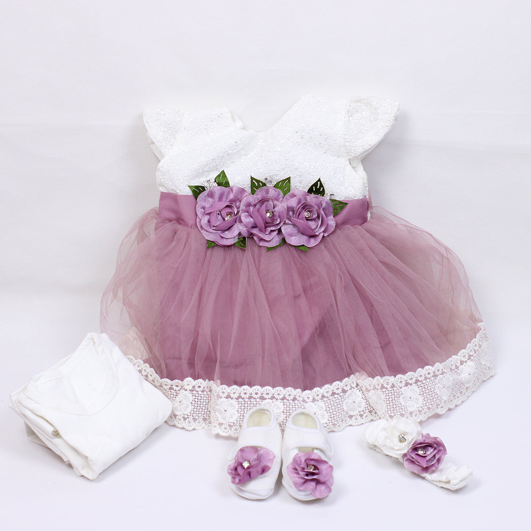 BABY GIRL FROCK SET (0-6MONTHS)