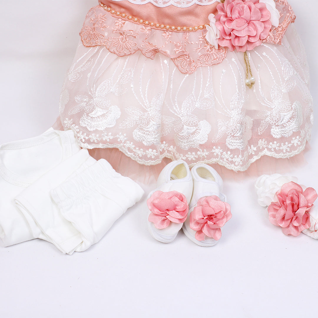 BABY GIRL FROCK SET (0-6MONTHS)