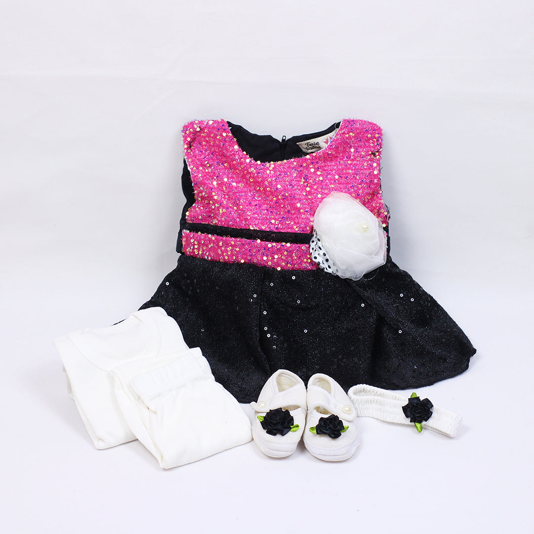 BABY GIRL FROCK SET (0-6MONTHS)