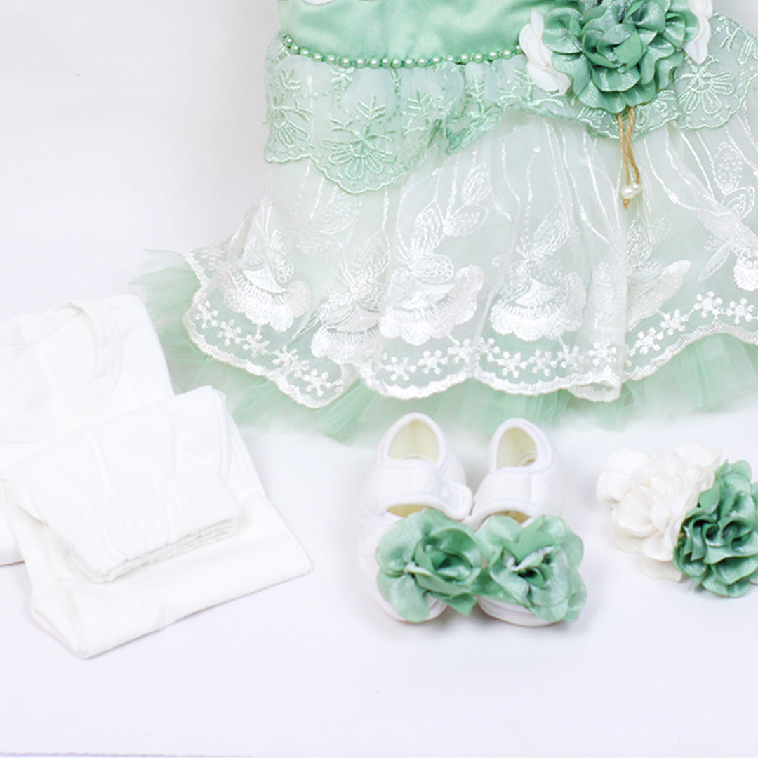 BABY GIRL FROCK SET (0-6MONTHS)