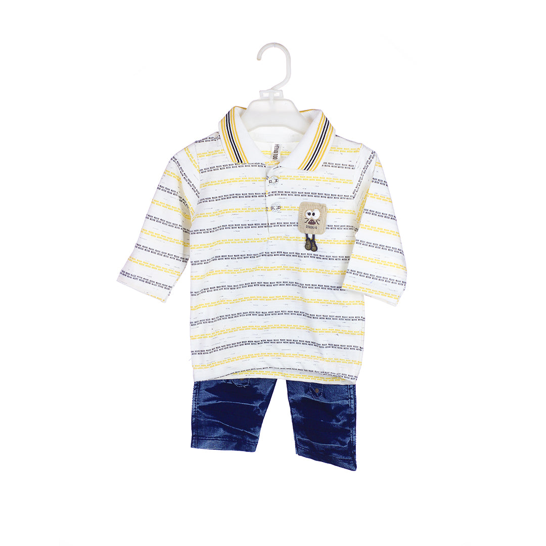 2-Piece Boy Polo Shirt & Denim Pants Set