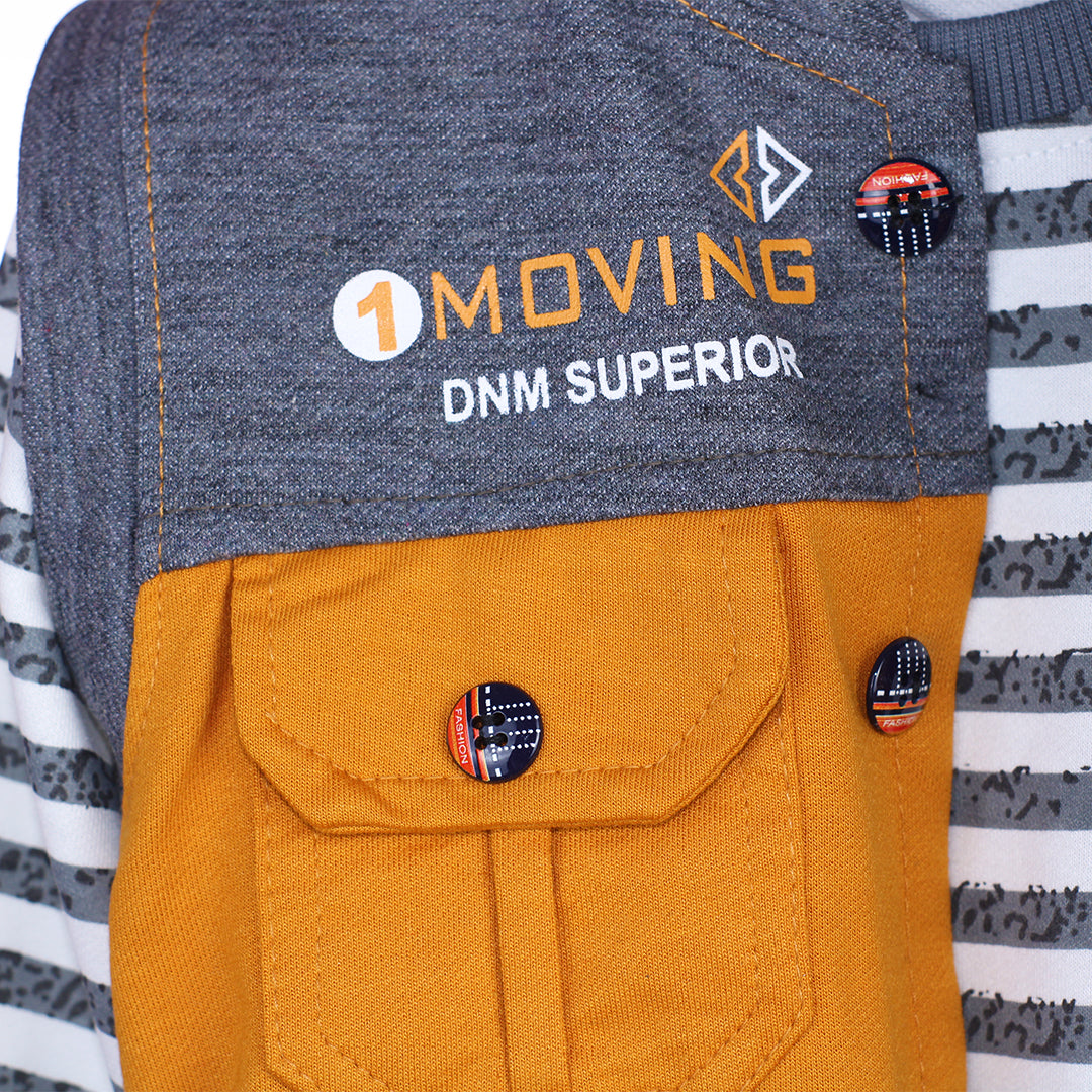 Boys 3-Piece Outfit – Jacket, Striped Shirt & Black Trouser