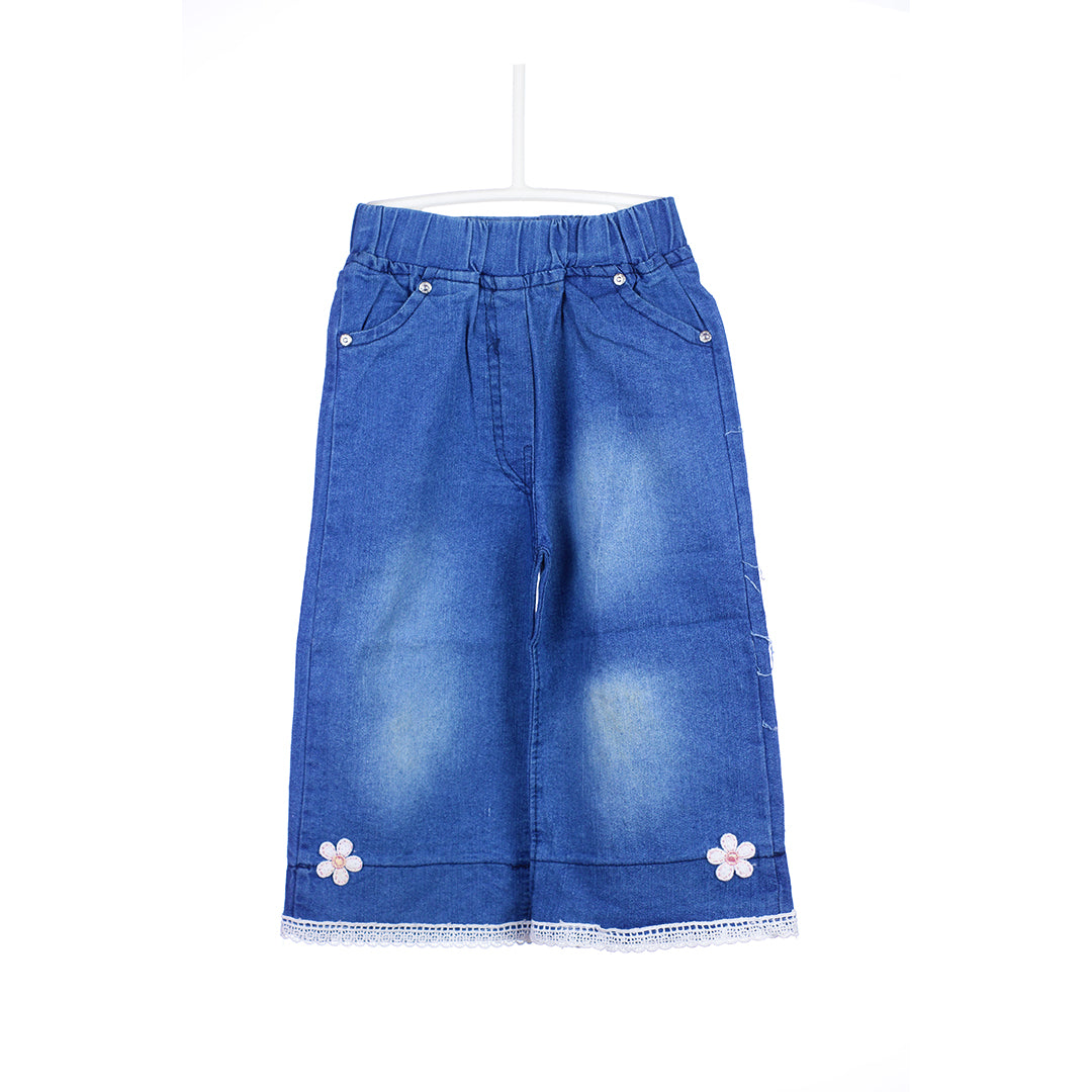 Baby Girl Print Top with Denim Baggy Pants