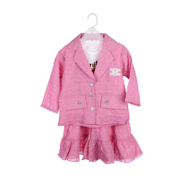 3-Piece Girls' Glitter Blazer, Top & Gharara Set