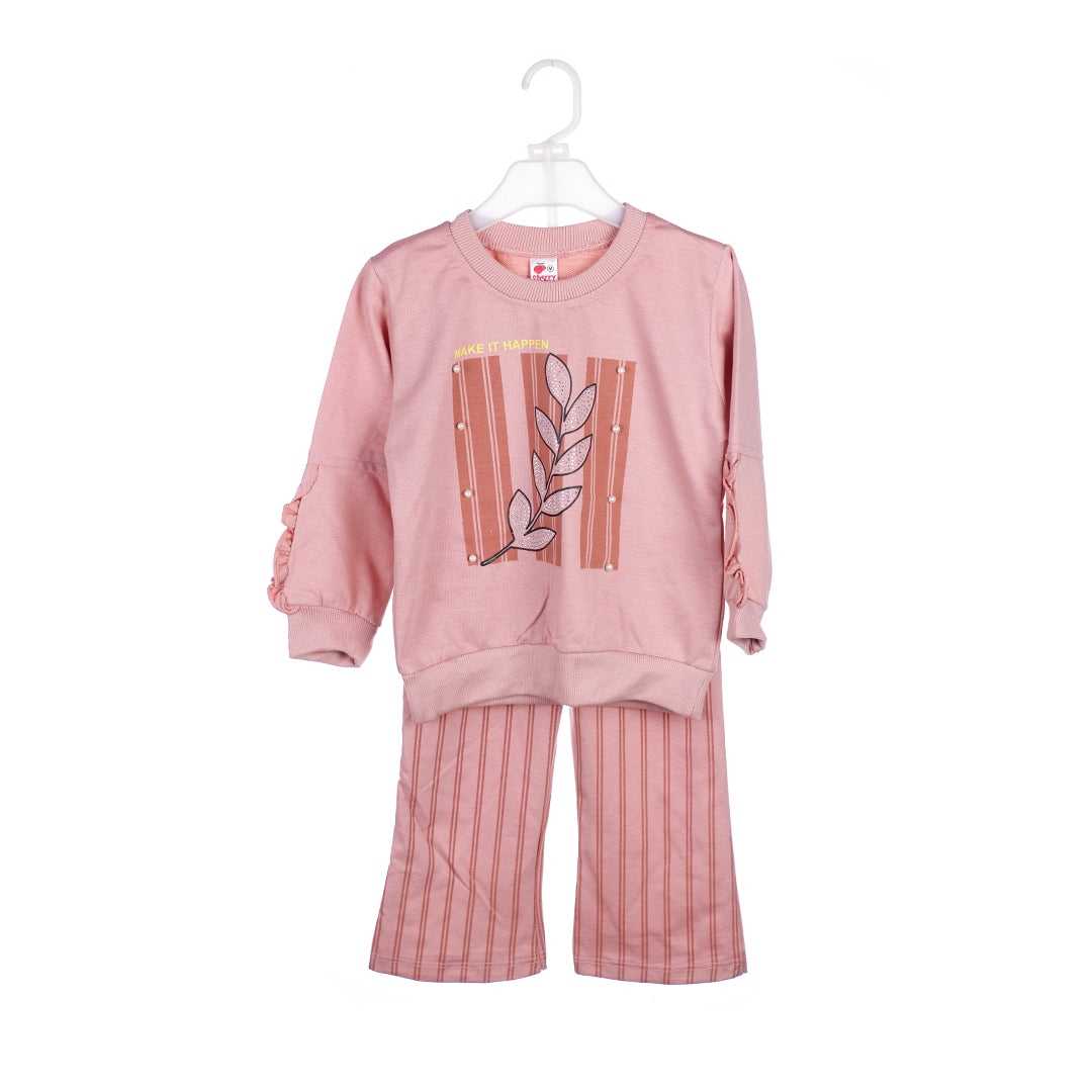 2-Piece Girls' Sweatshirt & Wide-Leg Pants Set