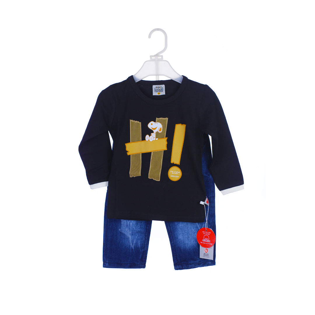 2-Piece Snoopy "Hi!" Shirt & Jeans Set for Boys