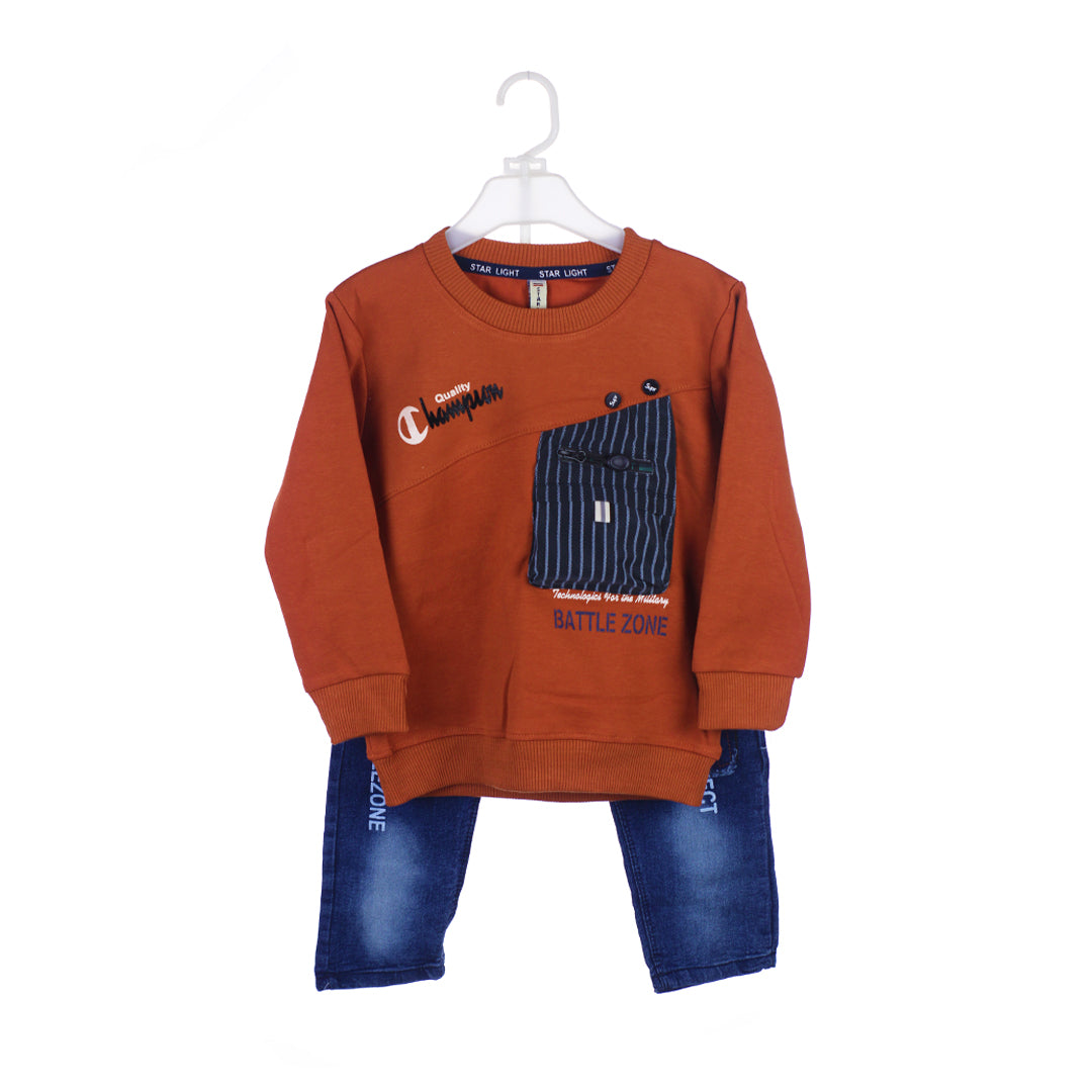 Boys' "Battle Zone" Crewneck and Jeans Set