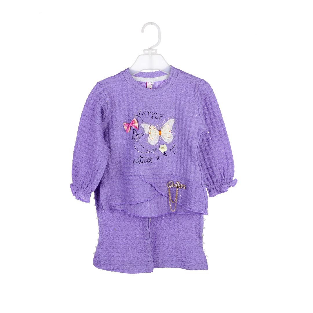 Girls' Butterfly Sequin Two-Piece Outfit