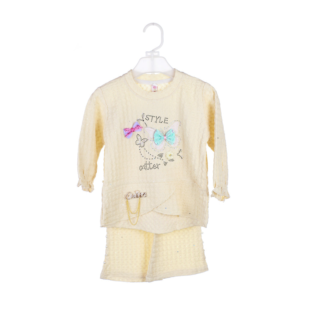 Girls' Butterfly Sequin Two-Piece Outfit