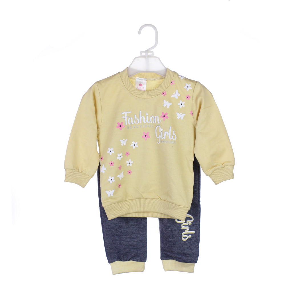 Girls' 'Fashion Girls' Floral Sweatshirt & Trouser Set