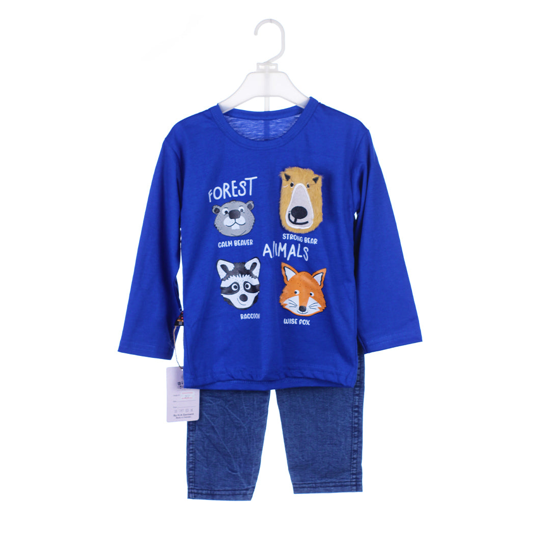 Toddler Boy's "Forest Animals" Graphic Tee and Jeans Set