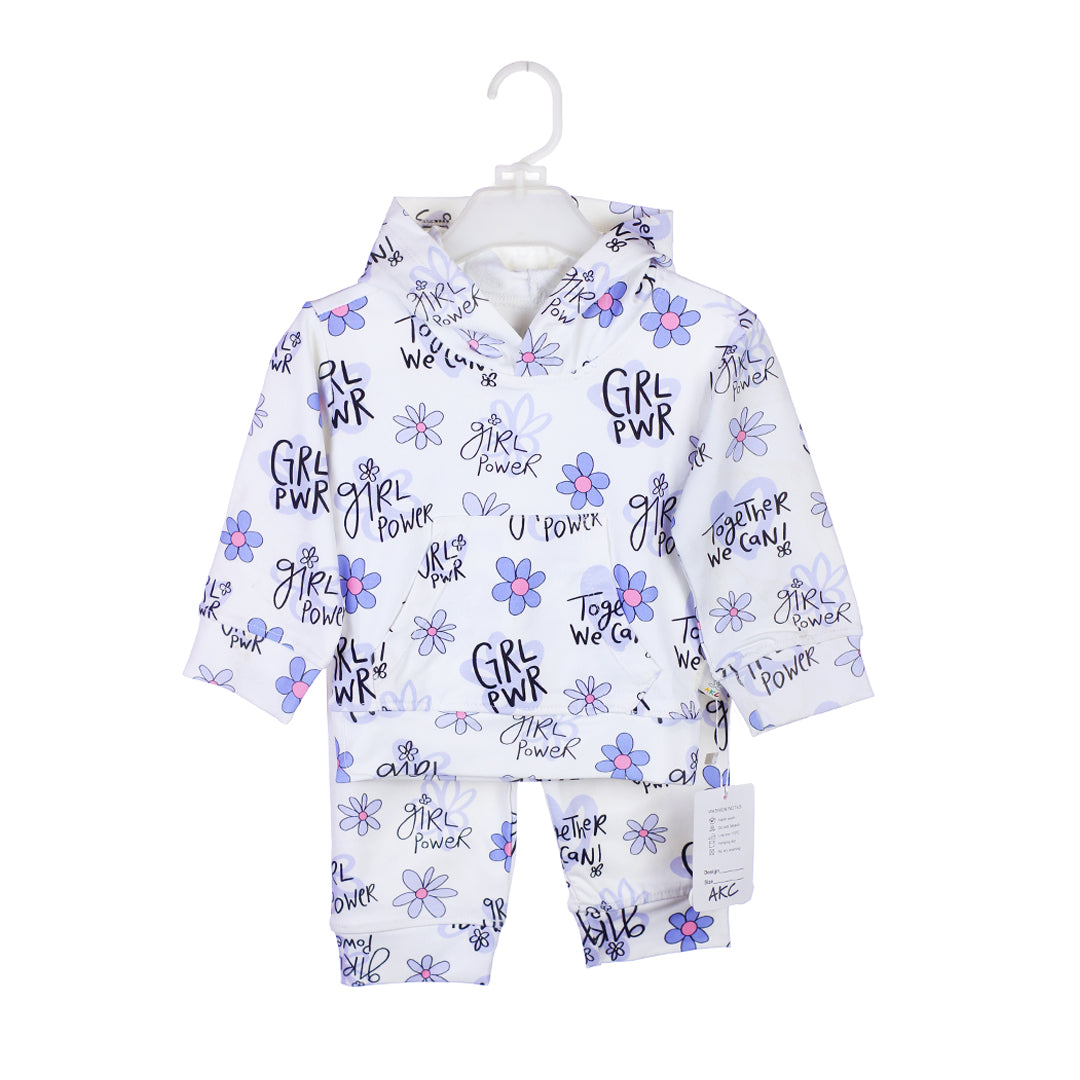 Baby Girl's "Girl Power" Floral Hooded Tracksuit