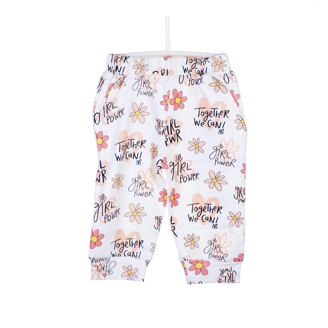 Baby Girl's "Girl Power" Floral Hooded Tracksuit