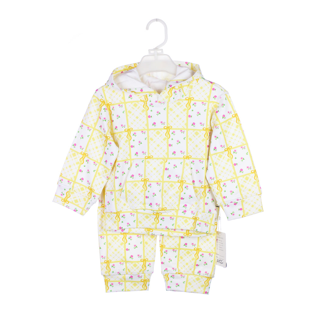 Infant Floral & Ribbon All-Over Print Hoodie Tracksuit