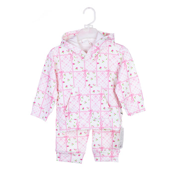 Infant Floral & Ribbon All-Over Print Hoodie Tracksuit