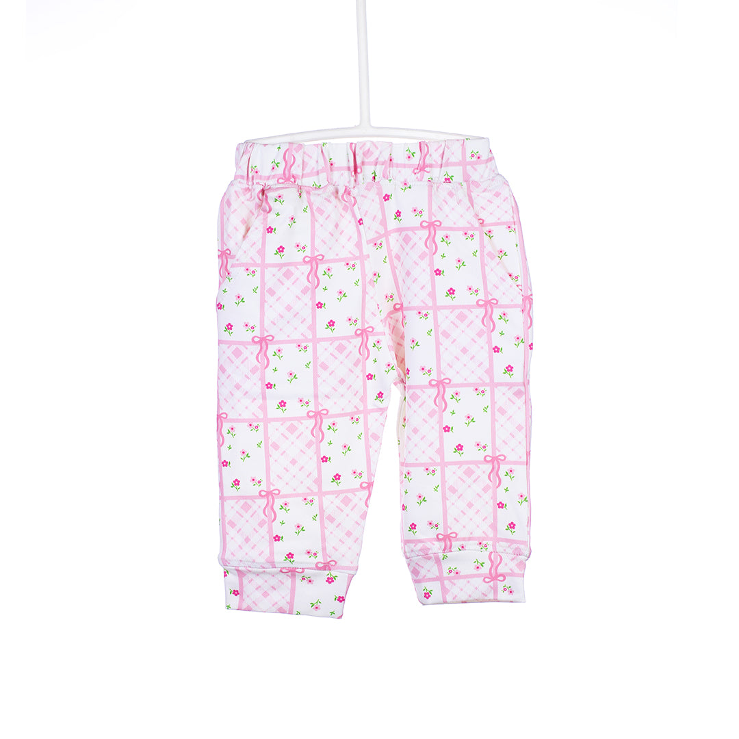 Infant Floral & Ribbon All-Over Print Hoodie Tracksuit