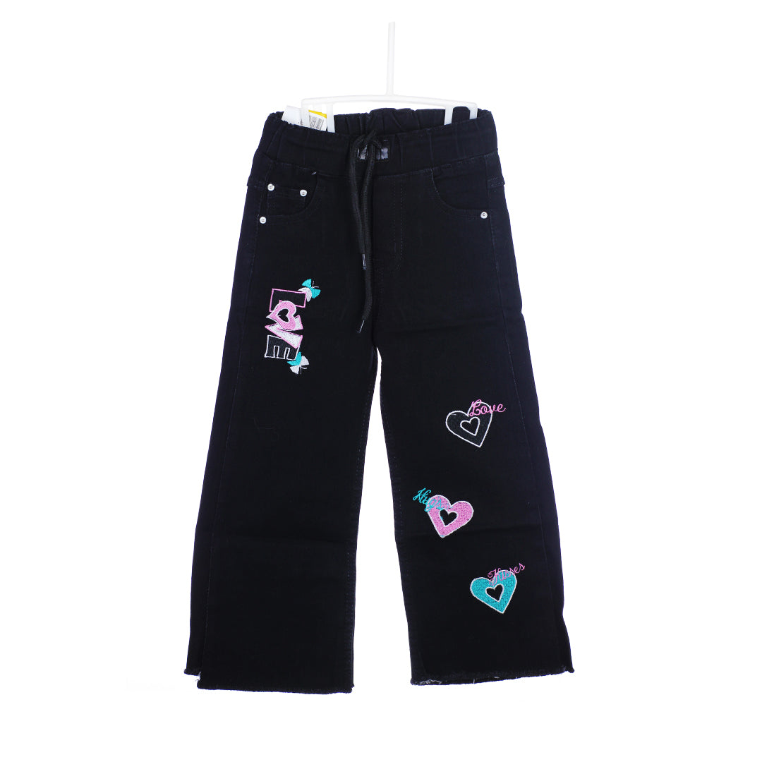 GIRLS WIDE LEG RAW HEM JEANS