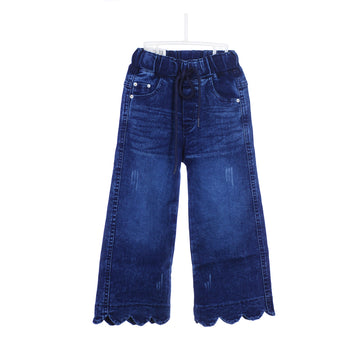 Girls Wide-Leg Jeans with Scalloped Hem