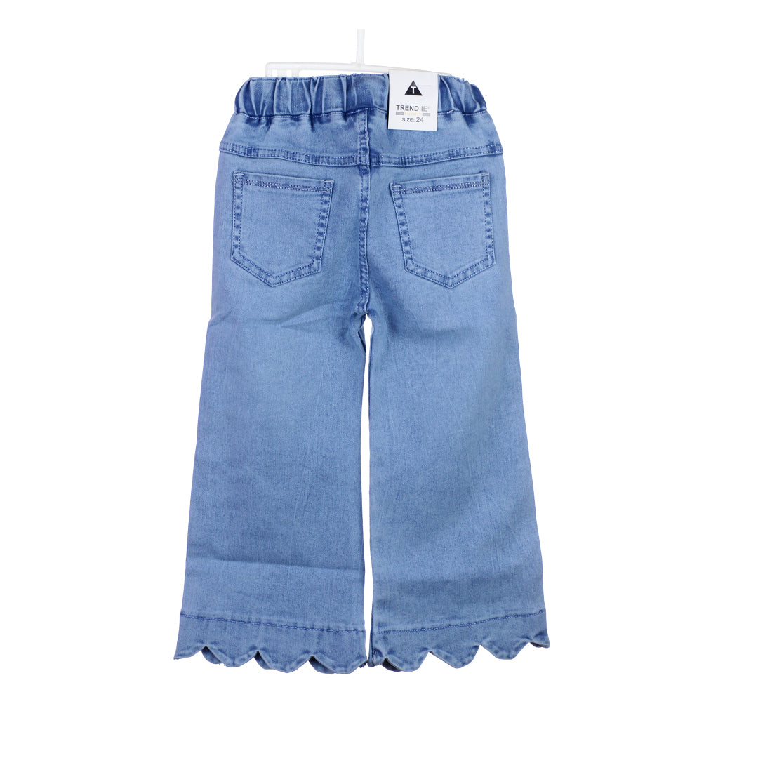 Girls Wide-Leg Jeans with Scalloped Hem