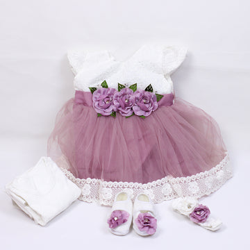 BABY GIRL FROCK SET (0-6MONTHS)