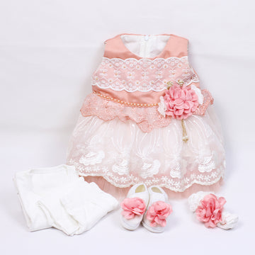BABY GIRL FROCK SET (0-6MONTHS)