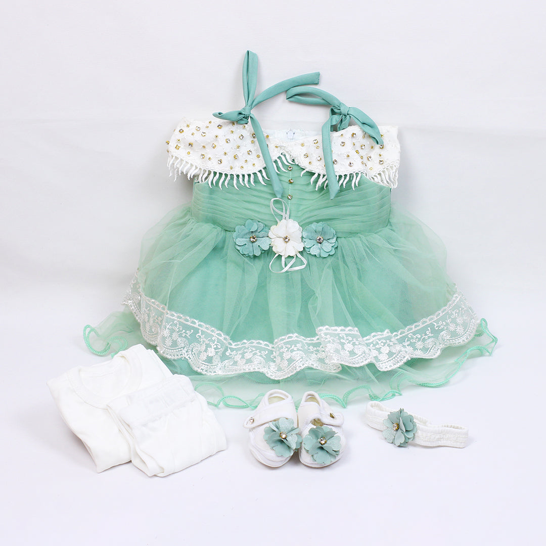 BABY GIRL FROCK SET (0-6MONTHS)