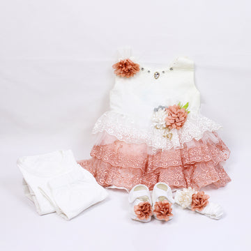 BABY GIRL FROCK SET (0-6MONTHS)
