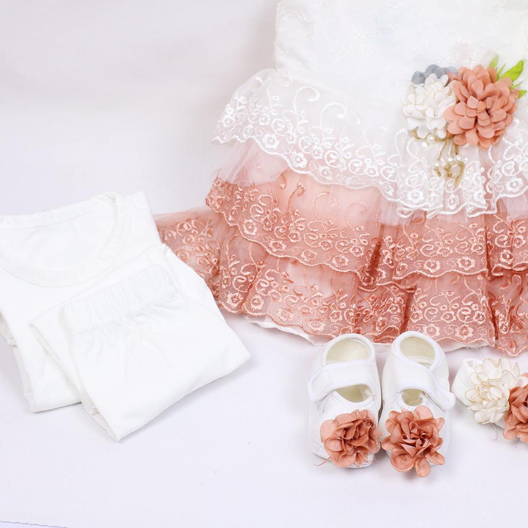 BABY GIRL FROCK SET (0-6MONTHS)