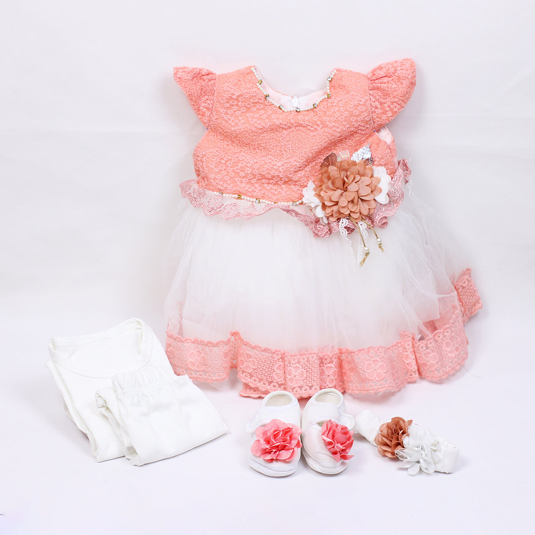 BABY GIRL FROCK SET (0-6MONTHS)