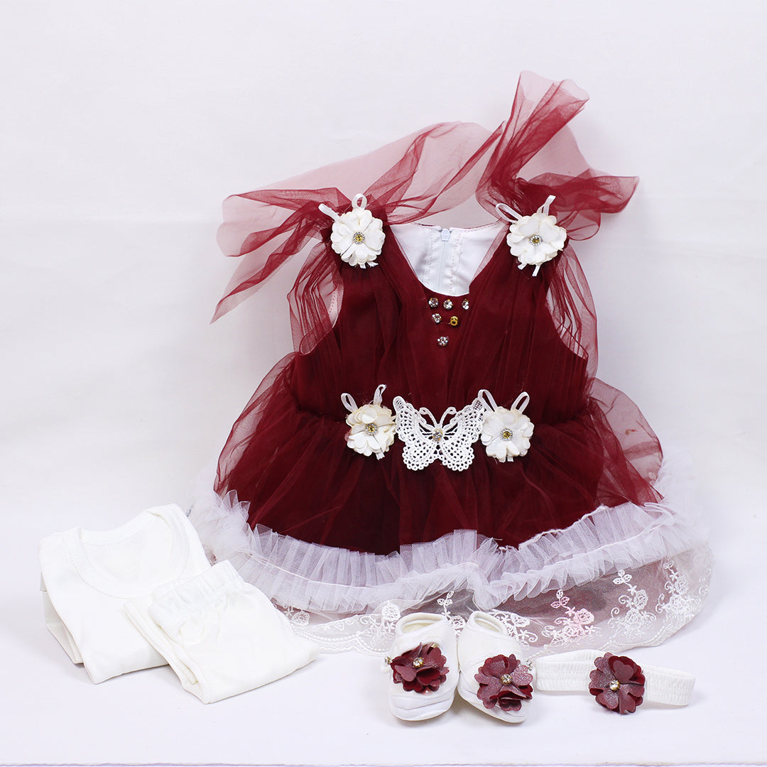BABY GIRL FROCK SET (0-6MONTHS)