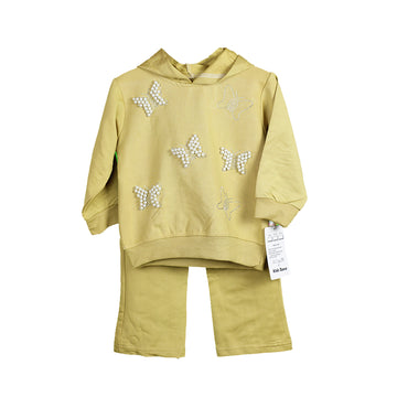 Baby Girls Hoodie & Trouser Set with Pearl Butterfly Design