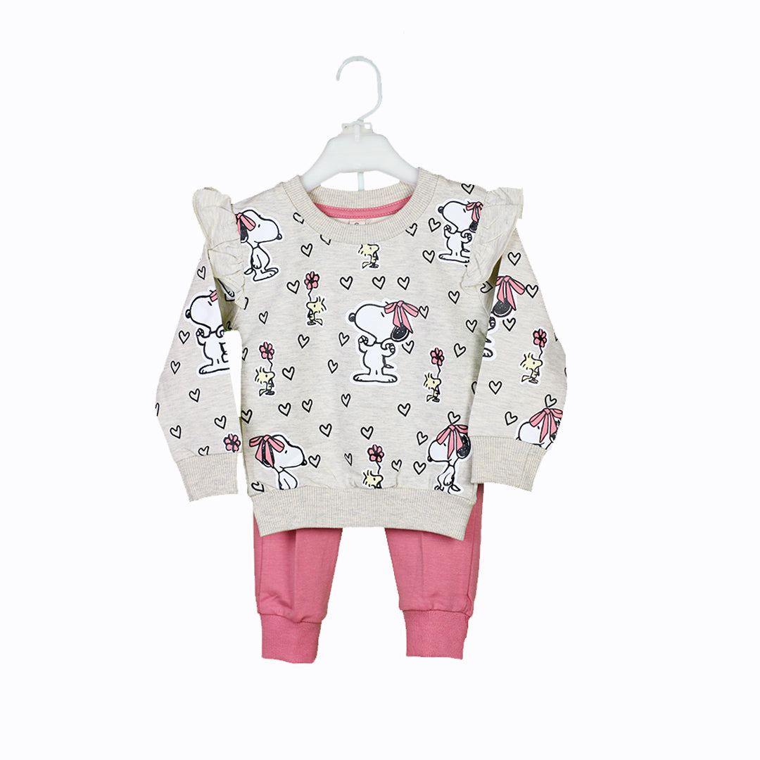 Baby Girl 2 Piece Suit – Cartoon Printed Shirt & Trouser Set