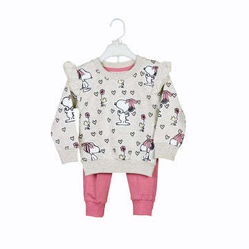 Baby Girl 2 Piece Suit – Cartoon Printed Shirt & Trouser Set