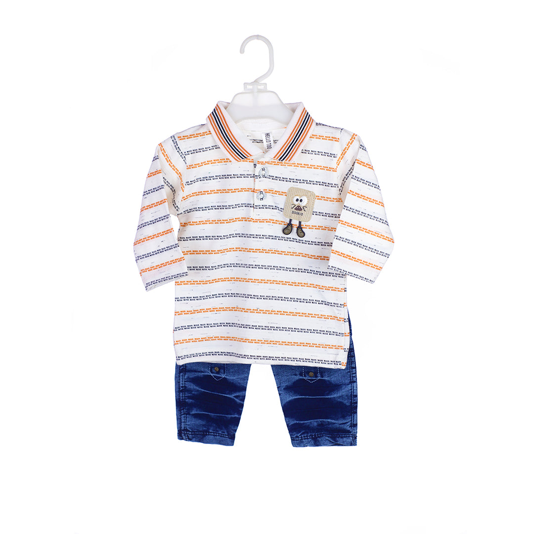 2-Piece Boy Polo Shirt & Denim Pants Set