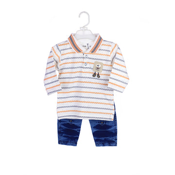 2-Piece Boy Polo Shirt & Denim Pants Set