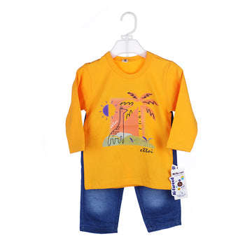 2-Piece "Giraffe Adventure" Top & Jeans Set for Baby Boys